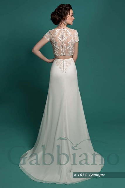 Свадебное платье Леонтайн. Силуэт Рыбка, Прямое. Цвет Белый / Молочный. Вид 2