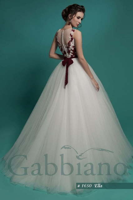 Свадебное платье Элла. Силуэт Пышное. Цвет Белый / Молочный, Красный / Марсала. Вид 3