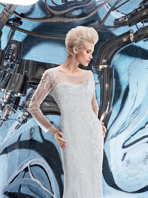 Свадебное платье Terra. Силуэт Рыбка, Прямое. Цвет Белый / Молочный. Вид 3