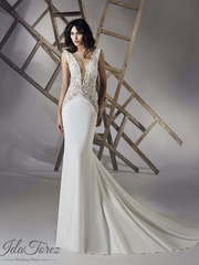 Свадебное платье Poulisc. Силуэт Прямое, Рыбка. Цвет Белый / Молочный. Вид 1