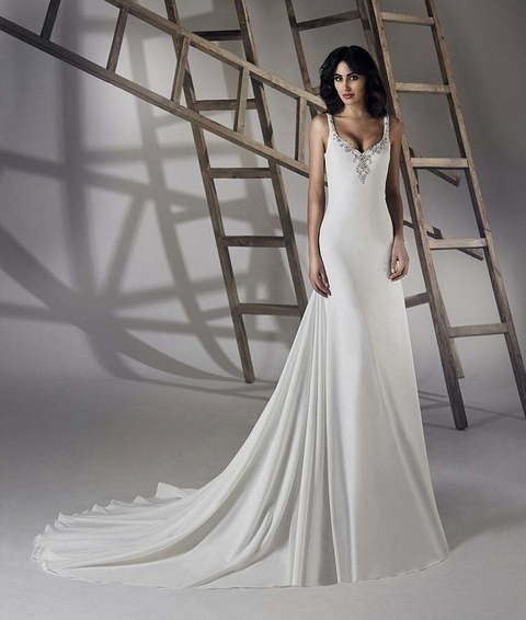 Свадебное платье Anira. Силуэт Прямое. Цвет Белый / Молочный. Вид 1