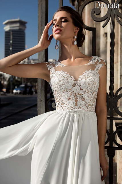 Свадебное платье Donata. Силуэт Прямое. Цвет Белый / Молочный. Вид 3