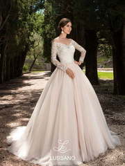 Свадебное платье Michel. Силуэт Пышное. Цвет Белый / Молочный, Айвори / Капучино, оттенки Розового. Вид 1