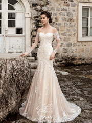 Свадебное платье Merely. Силуэт Прямое, Рыбка. Цвет Белый / Молочный, Айвори / Капучино. Вид 1