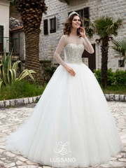 Свадебное платье Mitchele. Силуэт Пышное. Цвет Белый / Молочный, Пепельный / Металлик. Вид 1