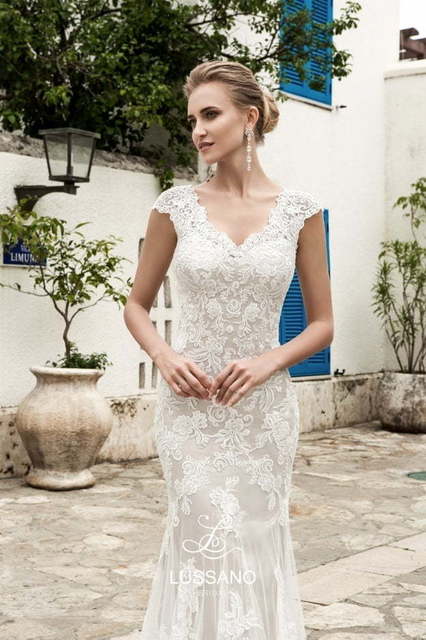 Свадебное платье Monett. Силуэт Рыбка, Прямое. Цвет Айвори / Капучино, Белый / Молочный. Вид 3