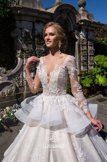 Свадебное платье Devin. Силуэт Пышное. Цвет Айвори / Капучино, Белый / Молочный, оттенки Розового. Вид 3