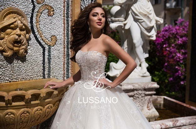 Свадебное платье Diana. Силуэт Пышное. Цвет Айвори / Капучино, Белый / Молочный. Вид 3