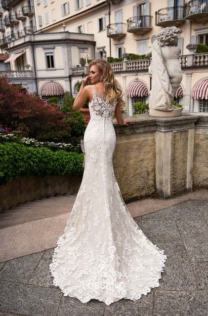 Свадебное платье Dania. Силуэт Рыбка, Прямое. Цвет Айвори / Капучино, Белый / Молочный. Вид 2