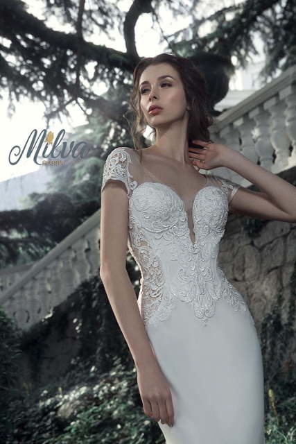 Свадебное платье Борнео. Силуэт Рыбка, Прямое. Цвет Белый / Молочный. Вид 3