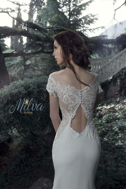 Свадебное платье Борнео. Силуэт Рыбка, Прямое. Цвет Белый / Молочный. Вид 4