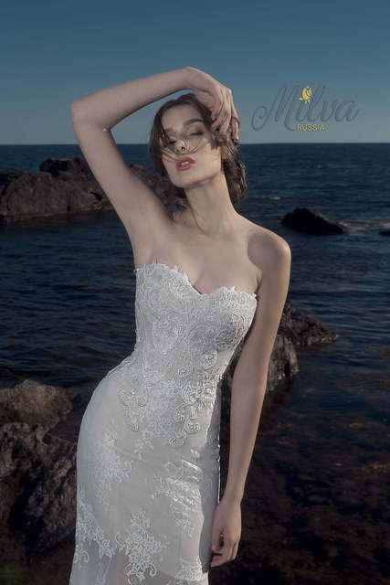 Свадебное платье Палау. Силуэт Прямое. Цвет Айвори / Капучино, Белый / Молочный. Вид 3