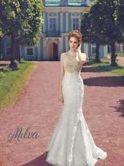 Свадебное платье Эйвери. Силуэт Рыбка. Цвет Белый / Молочный, Айвори / Капучино, Золото. Вид 1