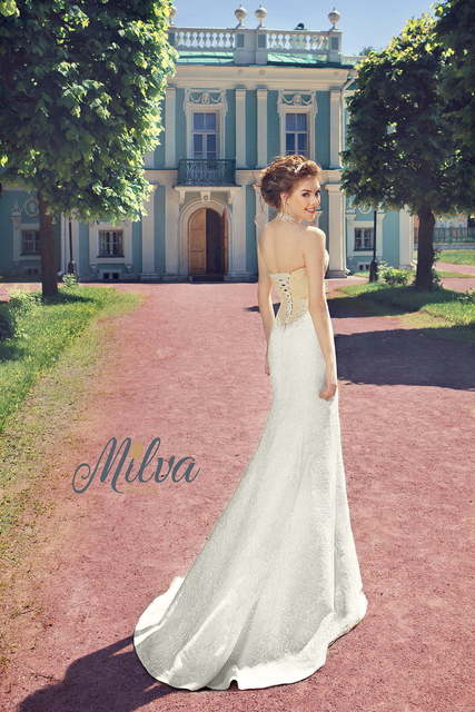 Свадебное платье Эйвери. Силуэт Рыбка. Цвет Айвори / Капучино, Белый / Молочный, Золото. Вид 2