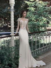 Свадебное платье Валетта. Силуэт Прямое. Цвет Белый / Молочный, Айвори / Капучино. Вид 1