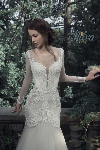 Свадебное платье Исабелла. Силуэт Рыбка. Цвет Белый / Молочный. Вид 4