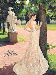 Свадебное платье Тересса. Силуэт Прямое, Рыбка. Цвет Айвори / Капучино, Персик / Оранжевый. Вид 2