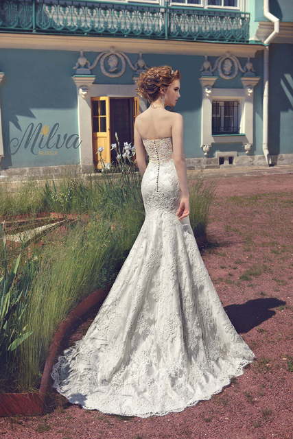 Свадебное платье Жасмин. Силуэт Рыбка. Цвет Айвори / Капучино, Белый / Молочный. Вид 2