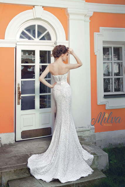 Свадебное платье Ланви. Силуэт Рыбка. Цвет Белый / Молочный. Вид 2