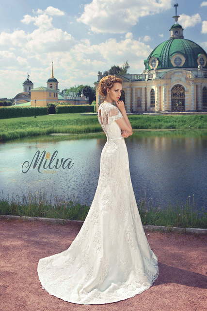 Свадебное платье Марселла. Силуэт Прямое. Цвет Белый / Молочный. Вид 2