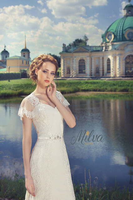 Свадебное платье Марселла. Силуэт Прямое. Цвет Белый / Молочный. Вид 3