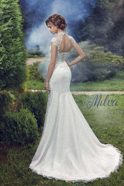 Свадебное платье Росария. Силуэт Рыбка, Прямое. Цвет Белый / Молочный. Вид 2