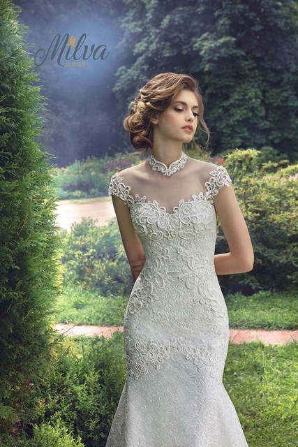 Свадебное платье Росария. Силуэт Рыбка, Прямое. Цвет Белый / Молочный. Вид 3