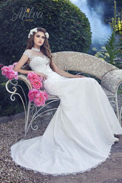 Свадебное платье Росария. Силуэт Рыбка, Прямое. Цвет Белый / Молочный. Вид 4