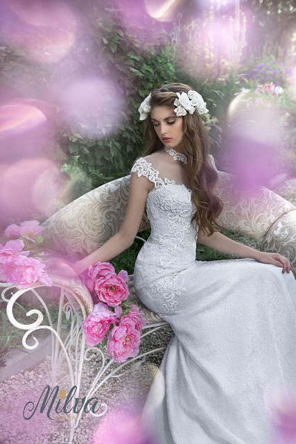 Свадебное платье Росария. Силуэт Рыбка, Прямое. Цвет Белый / Молочный. Вид 5