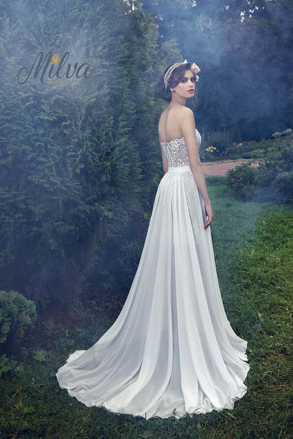 Свадебное платье Фаретти. Силуэт Прямое. Цвет Белый / Молочный, оттенки Розового. Вид 2