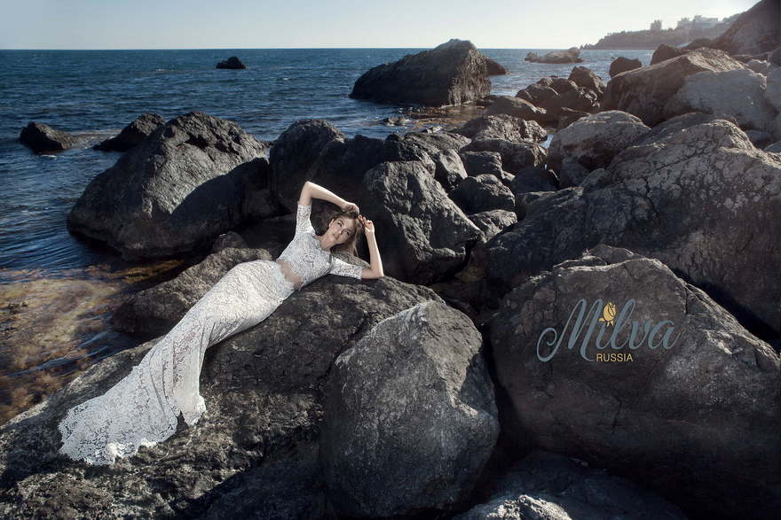 Свадебное платье Малибу. Силуэт Рыбка, Прямое. Цвет Белый / Молочный. Вид 7