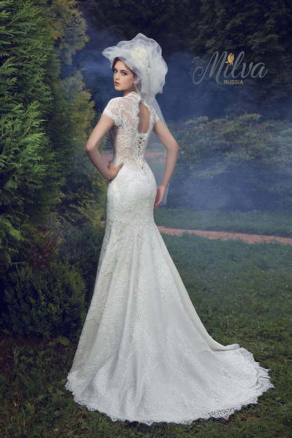 Свадебное платье Лоретти. Силуэт Рыбка, Прямое. Цвет Айвори / Капучино, Белый / Молочный. Вид 2