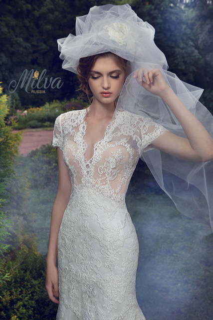 Свадебное платье Лоретти. Силуэт Рыбка, Прямое. Цвет Айвори / Капучино, Белый / Молочный. Вид 3