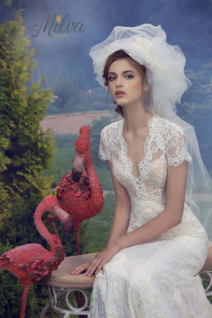 Свадебное платье Лоретти. Силуэт Рыбка, Прямое. Цвет Айвори / Капучино, Белый / Молочный. Вид 4