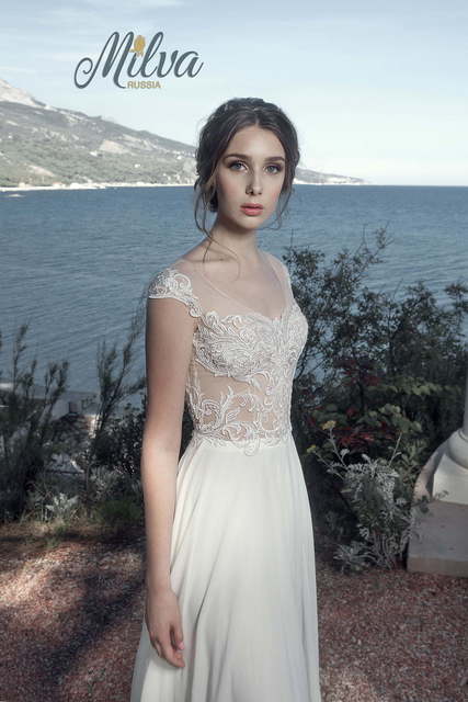 Свадебное платье Сейшела. Силуэт Прямое. Цвет Айвори / Капучино, Белый / Молочный. Вид 3