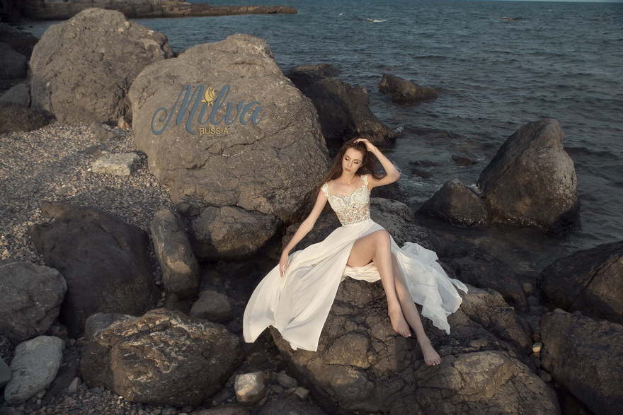 Свадебное платье Сейшела. Силуэт Прямое. Цвет Айвори / Капучино, Белый / Молочный. Вид 5