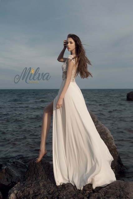 Свадебное платье Сейшела. Силуэт Прямое. Цвет Айвори / Капучино, Белый / Молочный. Вид 6