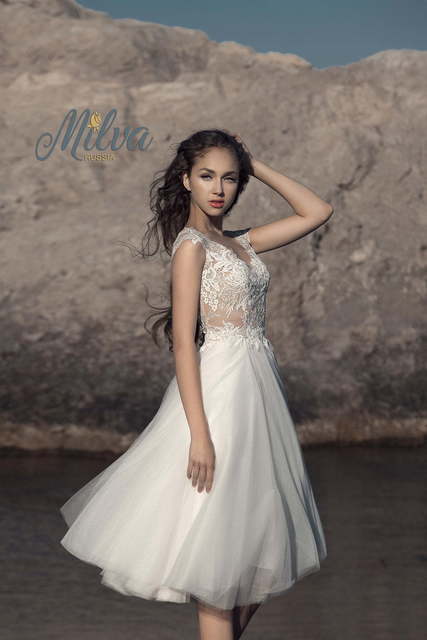 Свадебное платье Бруна. Силуэт Прямое. Цвет Белый / Молочный. Вид 4