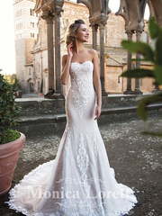 Свадебное платье Narela. Силуэт Прямое. Цвет Белый / Молочный, оттенки Розового. Вид 1