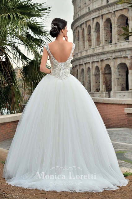 Свадебное платье Bellissa. Силуэт Пышное. Цвет Белый / Молочный, Пепельный / Металлик. Вид 3