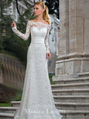 Свадебное платье Marcella. Силуэт Прямое. Цвет Белый / Молочный. Вид 1