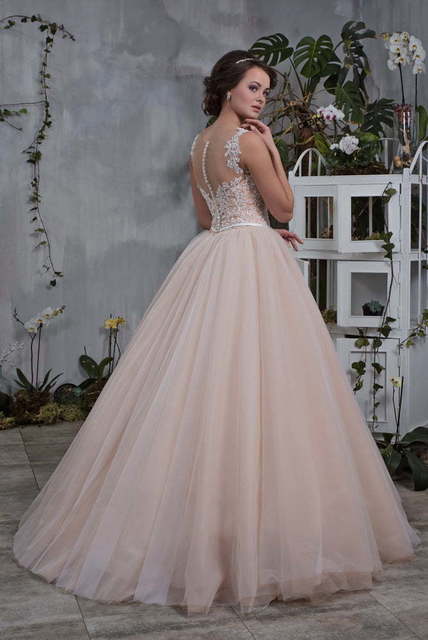 Свадебное платье Tiana. Силуэт Пышное. Цвет Айвори / Капучино, Персик / Оранжевый. Вид 2