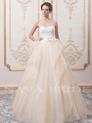 Свадебное платье Felice. Силуэт Пышное. Цвет Айвори / Капучино, Персик / Оранжевый. Вид 1