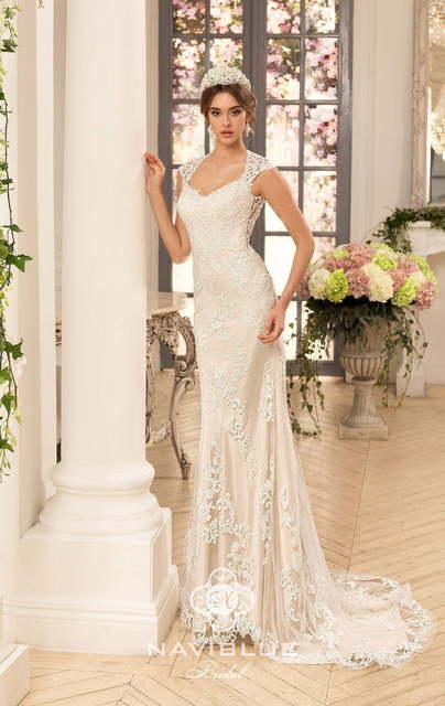 Свадебное платье Klaretta. Силуэт Рыбка, Прямое. Цвет Айвори / Капучино. Вид 2