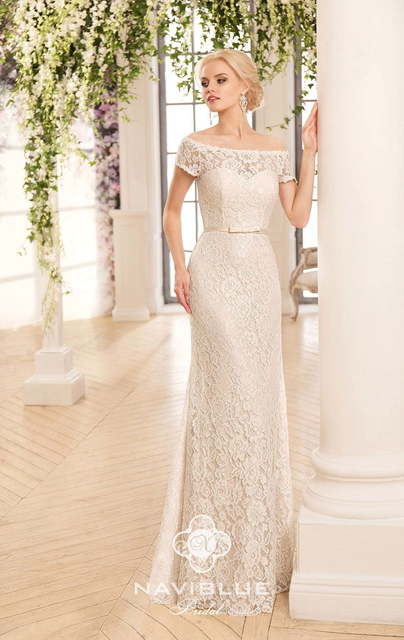 Свадебное платье Kimberly. Силуэт Прямое. Цвет Айвори / Капучино. Вид 3