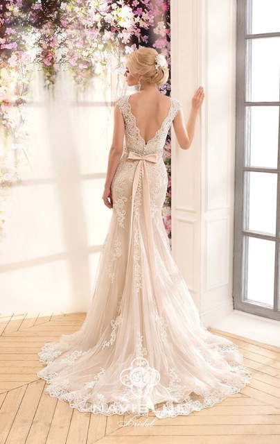 Свадебное платье Kiara. Силуэт Рыбка. Цвет Айвори / Капучино, оттенки Розового. Вид 2