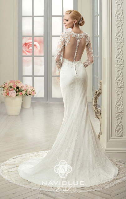 Свадебное платье Dias. Силуэт Рыбка, Прямое. Цвет Белый / Молочный. Вид 2