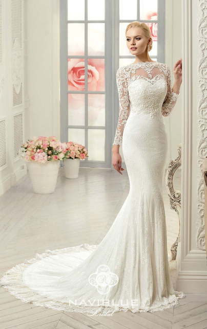 Свадебное платье Dias. Силуэт Рыбка, Прямое. Цвет Белый / Молочный. Вид 3