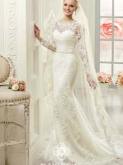 Свадебное платье Devis. Силуэт Прямое, Рыбка. Цвет Белый / Молочный. Вид 1