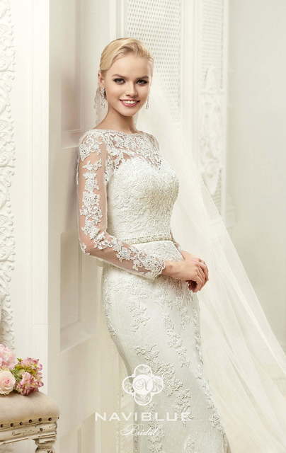 Свадебное платье Devis. Силуэт Рыбка, Прямое. Цвет Белый / Молочный. Вид 2